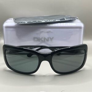 DKNY DY4008 Women's 59mm Black Wrap Sunglasses w/ Grey Gradient Lenses UV400